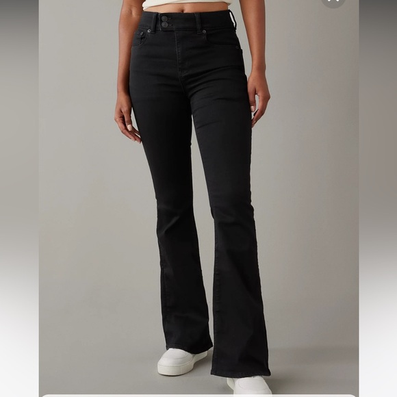 American Eagle Outfitters Denim - AE Next Level Super High-Waisted Flare Jean in Black Magic